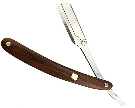 Mikinona Vintage Metall Rasiermesser Mit Holzgriff Manuelles Sicheres Shaving Razor Für Bart Konturen Feines Haar Tragbar Und Platzsparend Für Barbier Und Zuhause Austauschbarer Klingenhalt
