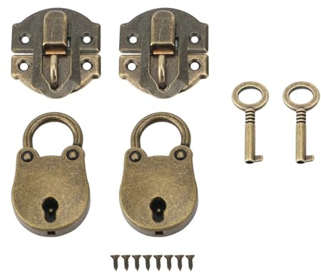 Fermeture à Glissière en Alliage de Zinc avec Vis Cadenas en Forme d'Ours Vintage Ensemble de Serrures Décoratives en Bois Boîte à Bijoux Fermeture à Glissière pour Boîte en Bois