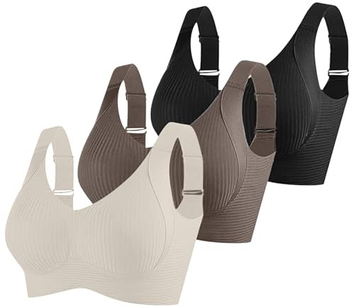 3er Pack Damen Push Up BH ohne Bügel aus Baumwolle Sexy und Bequem mit Starkem Halt für Große Brüste Verstellbarer Bra Set in Klassischem Design