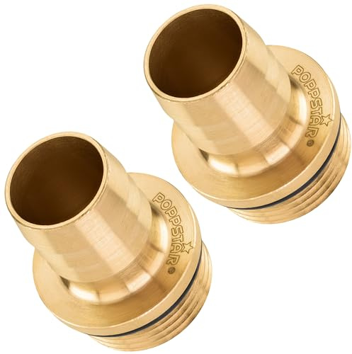 Poppstar 2x Schlauchtülle 3/4 AG (26,44mm) auf 3/4 Tülle (19mm), Messing, mit Bund & O-Ring