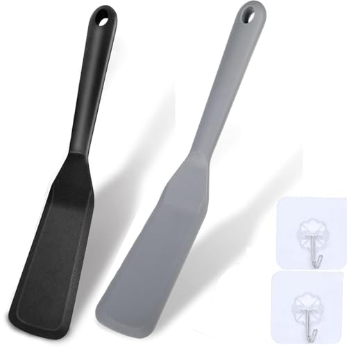 D'aide à La Cuisine,2 PCS Spatule en Silicone,Antiadhésive et Résistante à La Chaleur pour Cuisiner du Poisson,Crêpes,œufs,pizzas,Steaks,Facile à Nettoyer