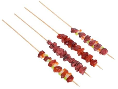 Ensemble de Brochettes de Barbecue Artificielles 4 Pièces | Simulation Réaliste, Bois et Pvc, pour Décoration Intérieure, Fêtes et Prises de Vue