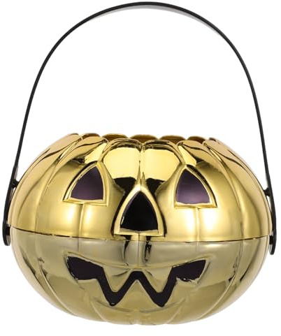 WEKAMOS Cesta De Dulces De Calabaza Para Halloween Contenedor De Plástico Decorativo Asa Para Fiestas Almacenamiento De Cubos De Calabaza