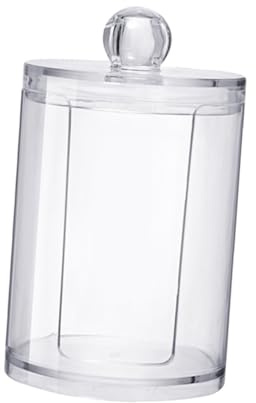 VANZACK Porta Dischetti di Cotone Trasparente con Coperchio Dispenser Rotondo per Dischetti Struccanti Organizer Compatto per Bagno e Make Up