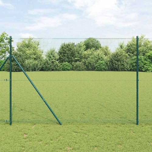 Zaunpfosten Grün 25 x 1,5 m, 25x25mm Maschendraht, Stahl, wetterbeständig, pulverbeschichtet, für Garten, Terrasse, Sichtschutz, langlebig, robust