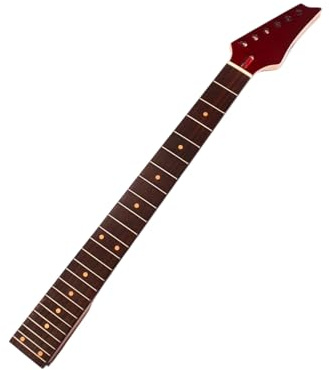 Einfach zu installierender E Gitarren Kopfplattenersatz mit 24 Bünden Griffbrett E Gitarrenhals aus Holz mit Griffbrett
