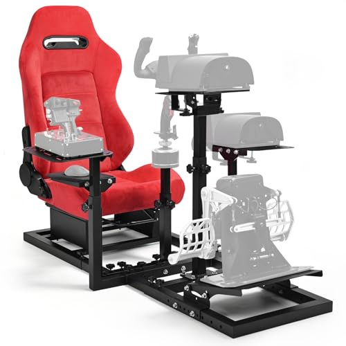 Anman Flight Racing Simulator Cockpit mit Wildledersitz, passend für Logitech G29, G920 und G923, für Thrustmaster T248 und T300 sowie, für Fanatec CSL DD, Lenkrad, Handbremse und Pedale sind nicht im