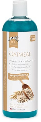 Top Performance Oatmeal Dog Shampoo and Cat Shampoo, 17 Oz. – Provides Remedy for Dry, Irritated and Itchy Skin on Pets