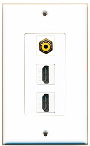 RiteAV – 1 puerto RCA amarillo y 2 HDMI hembra decorativo placa de pared