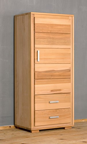 Woodline Schrank Genf Genf 1-türig rechts - Kernbuche Massivholz geölt/gewachst, Ausführung der Schubladen:mit normalen Auszug