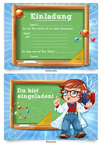 Einladungskarten (8 Stück) zur Einschulung Schule Einladung Karten Physik