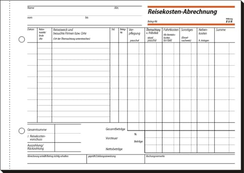 Sigel Formularbuch Reisekostenabrechnung A5 quer