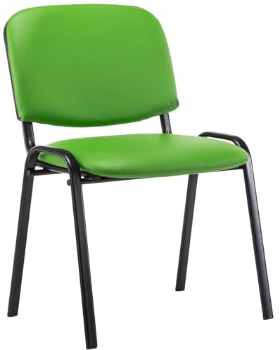 CLP Stapelstuhl Ken I Konferenzstuhl Mit Kunstleder-Bezug I Schwarzes Metallgestell Farbe grün