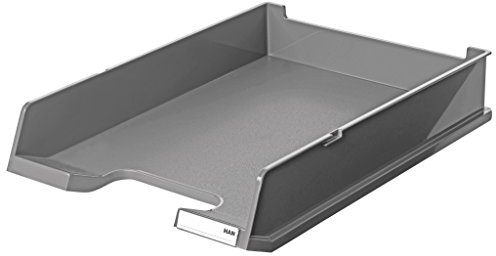 HAN 10203-191, Briefablage Deluxe, stapelbar und verkettbar, mit Clip, 3er Set, dunkelgrau