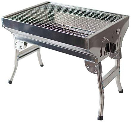 Schaschlik Grill Mangal Angler, rostfrei mit Klappbeinen, Edelstahl, Holzkohlegrill, Portable, Kompakt, BBQ