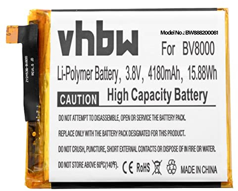 vhbw Akku kompatibel mit Blackview BV8000, BV8000 Pro Handy Smartphone Telefon (4180 mAh, 3,8 V, Li-Polymer)