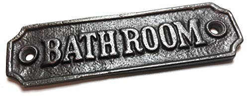 Cast Iron BATHROOM Sign - 115mm x 35mm c/w fixing screws.