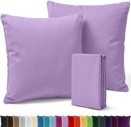AR Line 2er Pack Jersey Kissenbezüge 80x80 – 160 g/m², 100% Baumwolle, weich, atmungsaktiv & langlebig, Farbe: Lila
