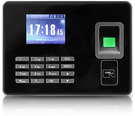 Zeiterfassung Mitarbeiter Maschine Intelligenter Biometrischer Fingerabdruckleser/Passwort, Mitarbeiter Einchecken Management Wecker mit 2,8 Zoll LCD Bildschirm(EU)