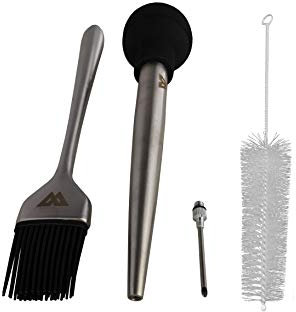 Bratenspritzen Set BBQ, Truthahn-Bratset, Marinaden Spritze zum Einspritzen von Marinaden, Fonds, Öle, Edelstahl BBQ Marinierspritze, Fleischspritze für das marinieren von Fleisch und Geflügel