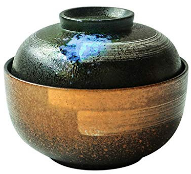 LZG Grande Ciotola in Ceramica Giapponese con Coperchio for zuppa di Spaghetti di Riso e Porridge, Scodella for Cereali in Terracotta Ciotole, 30 Once (Color : Nero)
