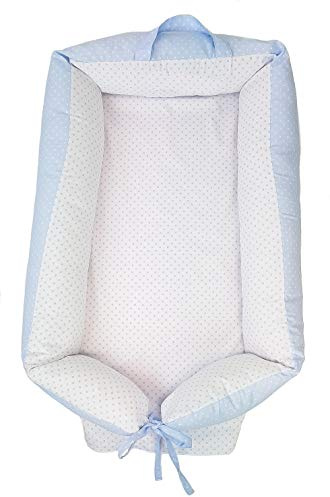 Überzüge und Wendbar Multifunktionale Kuschelnest, Babynest Kuschelnest oder Babynestchen Kuchelnest. Verfügbar in mehreren Modellen (Tupfen Hellblau)