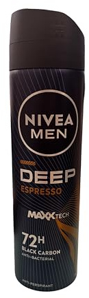 3er Pack - Nivea Men Deospray - Deep Black Carbon Dark Espresso - Antitranspirant - 150ml
