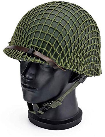 WWII US Army M1 Grüner Helm Replik Verstellbar Mit Netz/Leinwand Kinnriemen Taktische Paintball Ausrüstung Für Erwachsene
