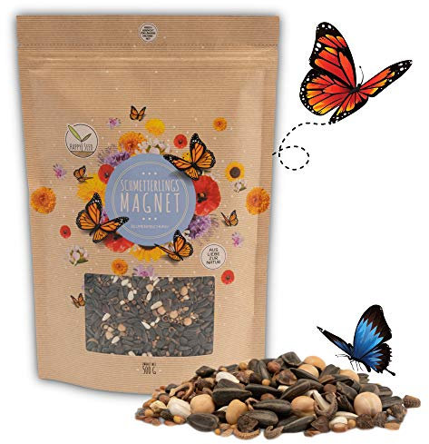 500g Schmetterlingswiese Samen für eine bunte Blumenwiese - Farbenfrohe & nektarreiche Wildblumensamen Mischung für Schmetterlinge