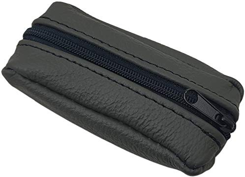 Cuero Estuches de llave 1 compartimento Made en UE (Gris oscuro)