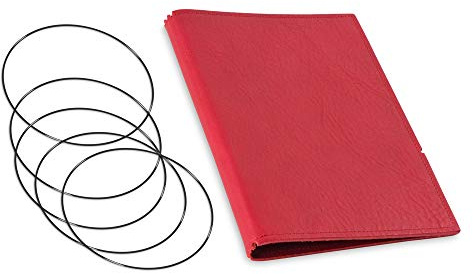 A5, revolutionäres, nachhaltiges X17-Konzept für Notizbuch, Personal Organizer und Terminplaner/Hülle für 4 Hefte! Belgisches Leder rot, Made in Germany,17 Jahre Garantie*