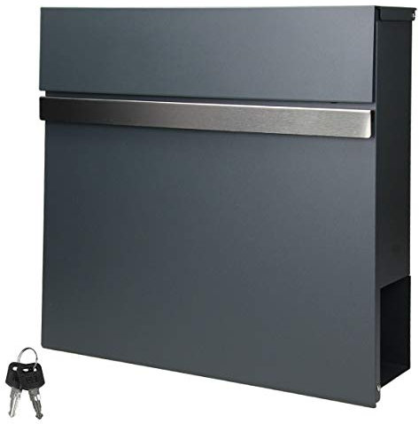 ECD Germany Boîte aux Lettres Murale - 37x11x36,5 cm - avec Compartiment à Journaux et 2 Clés - en Acier Inoxydable - Anthracite/Grau - Matériel de Montage et Clés Inclus - Design Moderne
