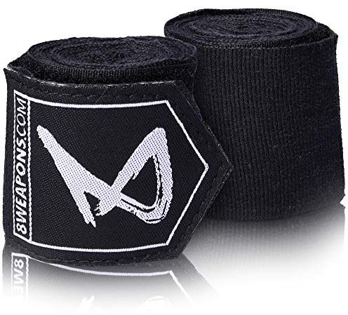 8 WEAPONS Boxbandagen, halbelastisch, 2m, schwarz