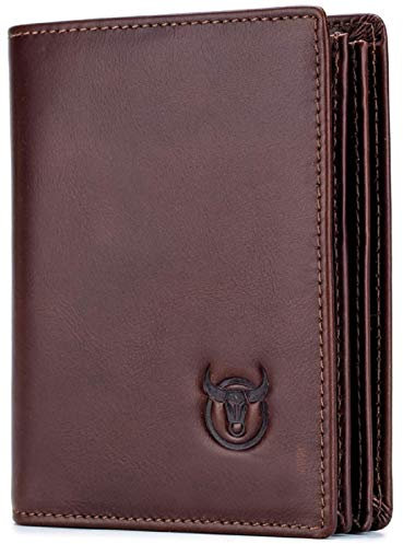 Contacts Vordertasche mit magnetischer Geldklammer Minimalistische RFID-Geldbörse aus echtem Leder für Herren, schmaler Kreditkartenhalter, 7 Kartenfächer, Braun, Modische Hüfttaschen