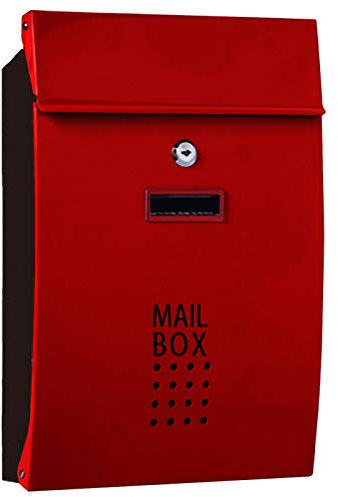 FYZS Postfach, Postfach, Briefkasten, verzinktes Stahl wasserdichtes Design Postkasten, mit schlanker Linie und Zeitungsschlitz, an der Wand montiert, abschließbar (Color : Red)