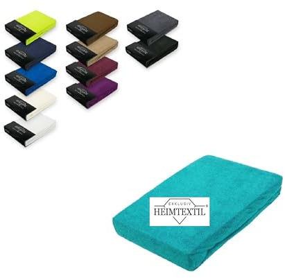 EXKLUSIV HEIMTEXTIL Sábana bajera ajustable de rizo, marca premium, 120 x 200 cm, color turquesa