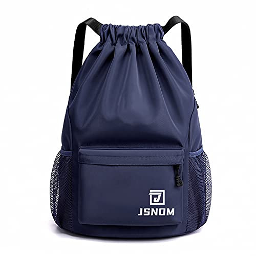JSNOM Mochila Cuerdas Hombre Bolso Casual: Mochilas de Tela Cuerda Bolsa Gimnasio con Cordón Deporte Talega Saco Playa Para Viajes Deportiva Yoga Grande Gymsack Para Unisex Mujer (Azul)