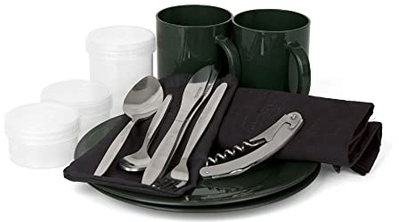 Fox R-Series 2 Man Dinner Set - Campinggeschirr zum Angeln, Geschirr Set zum Karpfenangeln & Wallerangeln, Campingbesteck