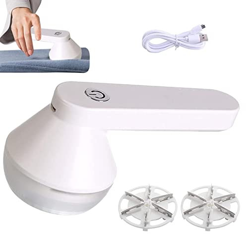 Fusselrasierer Elektrisch Fusselentferner Mit 6-blättrige Klinge USB Wiederaufladbar Klinge Elektrischer Fuselrasier Entfernen von Fleece Fuzz, Pillen, Bobbles für Kleidung, Möbel (Weiß)