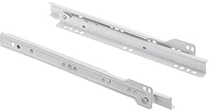 Just Accessories 450mm Bottom Mount Metal Roller Drawer Slides/Runners - White - 2 Pairs