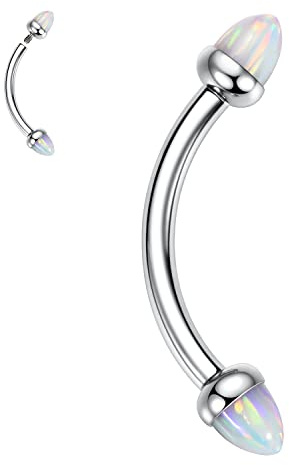 hengkaixuan 16G Augenbrauen Barbell Augenbrauen Ringe G23 Titan Augenbrauen Piercing Schmuck Gebogene Bauchnabel Ring Kegel Opal Augenbrauen Bars Nabelringe Zungenring Rook Daith Ohrringe Lippenring A