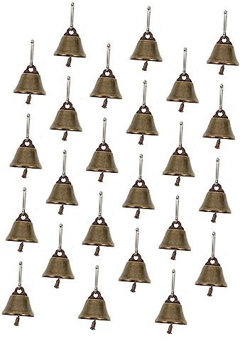 STOBOK 25 Stück Weihnachten Kleine Bronze Glocken Anhänger Mit Haken Dekoration Zum Aufhängen Für Schlüssel Taschen Und Selbstgemacht