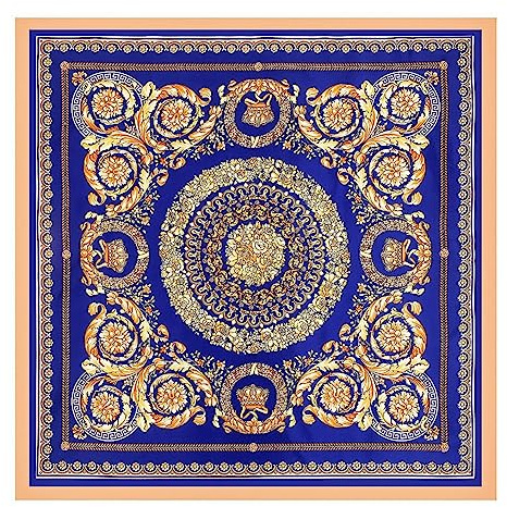 Yurosiay Damen Seidentuch 90x90cm Vintage Bedrucktes Halstuch Barockstil Satin Schal Damen Quadrate Faux Seidenschal Elegant Satin Kopftuch Bandana Halstuch Halstücher für Frauen Rot