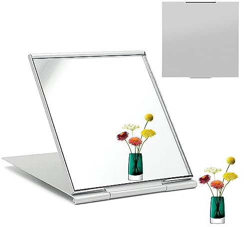 Laeeyin Specchio compatto da viaggio, piccolo, pieghevole, ultra sottile e resistente, adatto per trucco, ufficio, rasatura, campeggio (1 pezzo 10,5 x 10 cm)