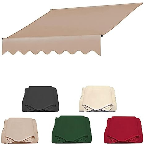 WOLWES Markisenstoff, Wasserdichter Zeltstoff, 280 g/m² Markisentuch, Markisen für Terrasse, Deck, Balkon, Hof (Color : Beige, Size : 4m)
