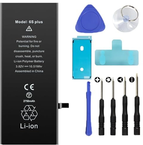 Batt - Kit de remplacement de batterie pour iPhone 6 S Plus comprenant un autocollant résistant à l'eau, un tournevis, une ventouse, un outil de levier – Réparation de smartphone à faire soi-même,