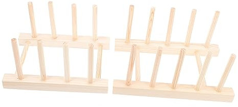 ABOOFAN 2stücke Multifunktionales Holz-regal Geschirrhalter Mit Platz Für Teller Und Schüsseln Natürlicher Küchenorganizer Für Mehr Stauraum Modernes Design Platzsparend Und Langlebig
