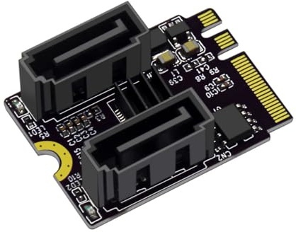 POFET NGFF Key A+E PCI Express zu SATA 3.0 6 Gbit/s Dual Ports Adapter Konverter Festplattenverlängerungskarte