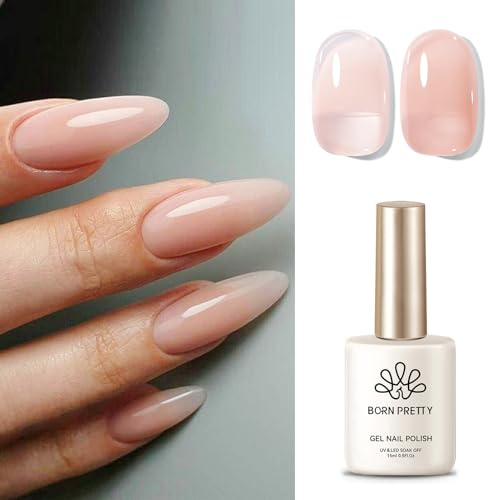 Born Pretty UV Nagellack Jelly Nude 15ml - Gel Nagellack UV Transluzent Skin Stone Natural LED Soak off Manicure Gel Lacquer Varnish