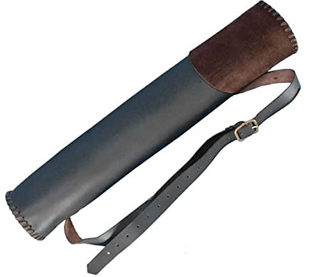 Verstellbarer Retro-Rückenköcher, mittelalterlicher Pfeilholster aus PU-Leder, Wikinger, Ritter, Pirat, Krieger, Köcher für Outdoor-Bogenschießen/Cosplay-Kostümzubehör, mittelalterlicher Stil, mi